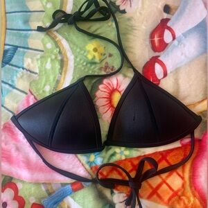 Triangl Black Neoprene Swim Top Sz S